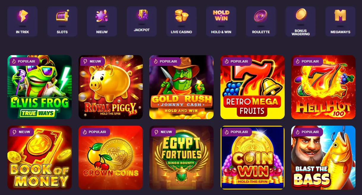 De lobby van Spinchester met 2.500 games