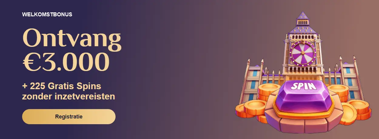 Welkomstpakket tot € 3.000 en 225 free spins bij Spinchester